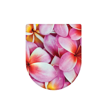Pink Frangipani Flower Print Toilet Lid Cover