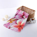 Pink Frangipani Flower Print Towel