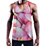 Pink Frangipani Flower Print Training Tank Top