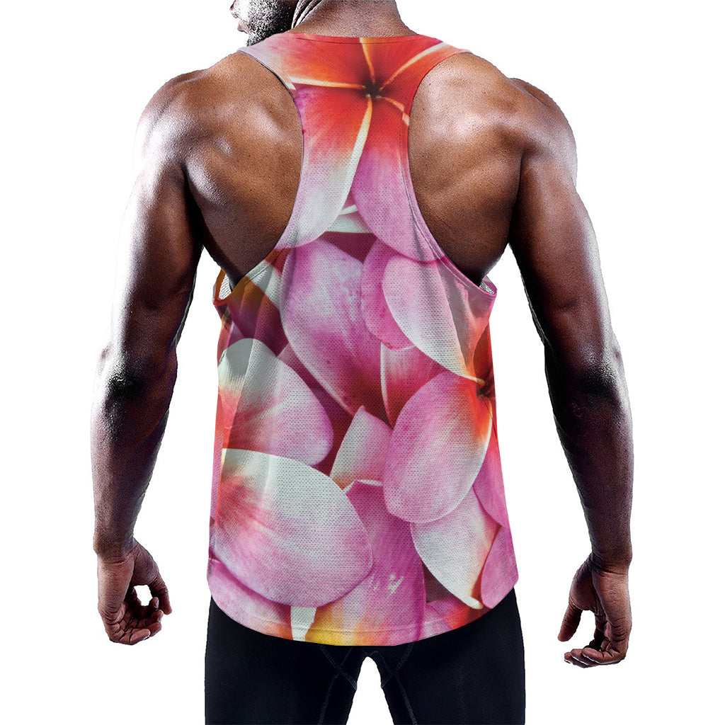 Pink Frangipani Flower Print Training Tank Top