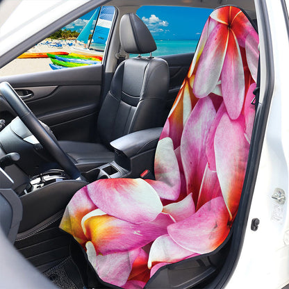Pink Frangipani Flower Print Waterproof Car Seat Cover