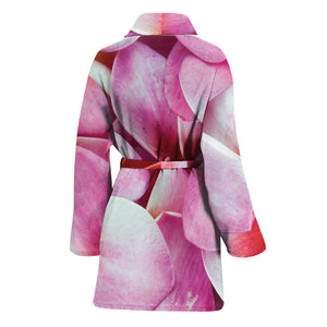 Pink Frangipani Flower Print Women's Bathrobe