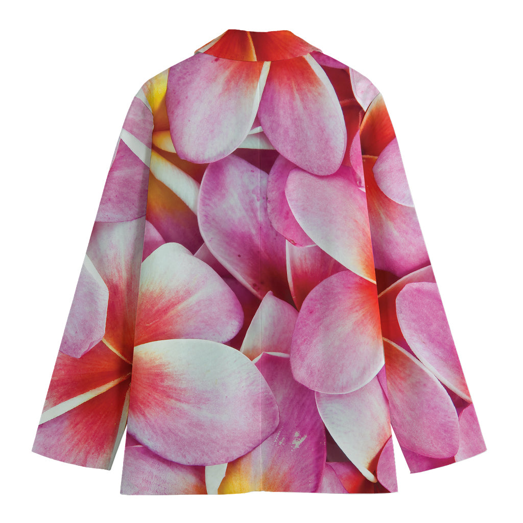 Pink Frangipani Flower Print Women's Blazer