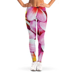 Pink Frangipani Flower Print Women's Leggings