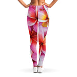 Pink Frangipani Flower Print Women's Leggings