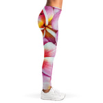 Pink Frangipani Flower Print Women's Leggings