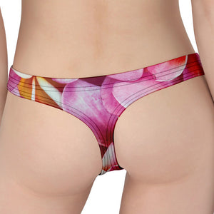 Pink Frangipani Flower Print Women's Thong