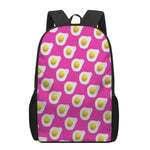 Pink Fried Eggs Pattern Print 17 Inch Backpack