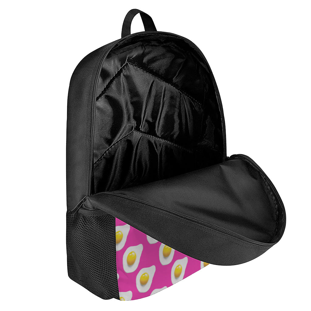 Pink Fried Eggs Pattern Print 17 Inch Backpack