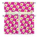 Pink Fried Eggs Pattern Print 3 Piece Kitchen Curtains