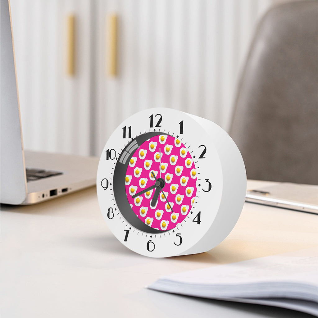 Pink Fried Eggs Pattern Print Alarm Clock