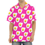 Pink Fried Eggs Pattern Print Aloha Shirt