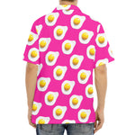 Pink Fried Eggs Pattern Print Aloha Shirt