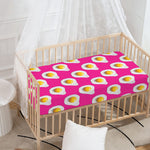 Pink Fried Eggs Pattern Print Baby Crib Sheet