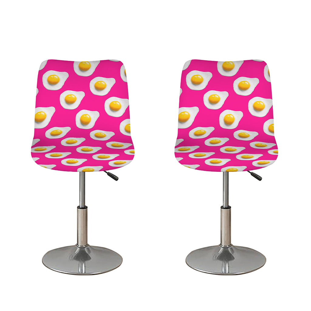 Pink Fried Eggs Pattern Print Bar Stool Covers
