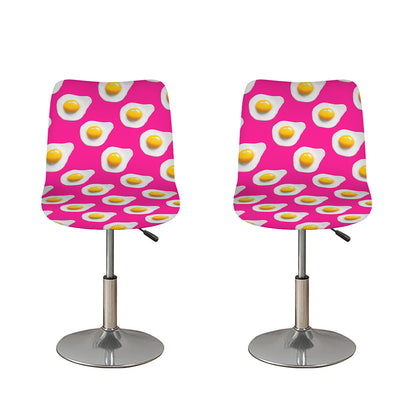 Pink Fried Eggs Pattern Print Bar Stool Covers