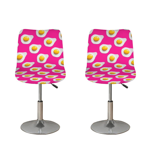 Pink Fried Eggs Pattern Print Bar Stool Covers