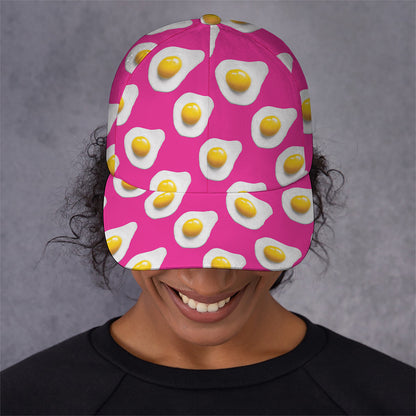 Pink Fried Eggs Pattern Print Baseball Cap