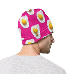 Pink Fried Eggs Pattern Print Beanie