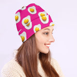 Pink Fried Eggs Pattern Print Beanie