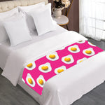 Pink Fried Eggs Pattern Print Bed Runner