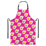 Pink Fried Eggs Pattern Print Bib Apron With Pocket