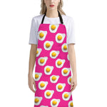 Pink Fried Eggs Pattern Print Bib Apron With Pocket
