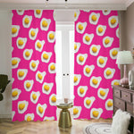 Pink Fried Eggs Pattern Print Blackout Pencil Pleat Curtains