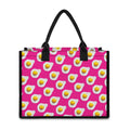 Pink Fried Eggs Pattern Print Canvas Tote Bag