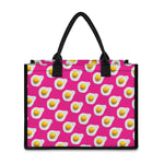 Pink Fried Eggs Pattern Print Canvas Tote Bag
