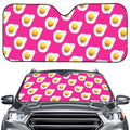 Pink Fried Eggs Pattern Print Car Windshield Sun Shade