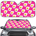 Pink Fried Eggs Pattern Print Car Windshield Sun Shade