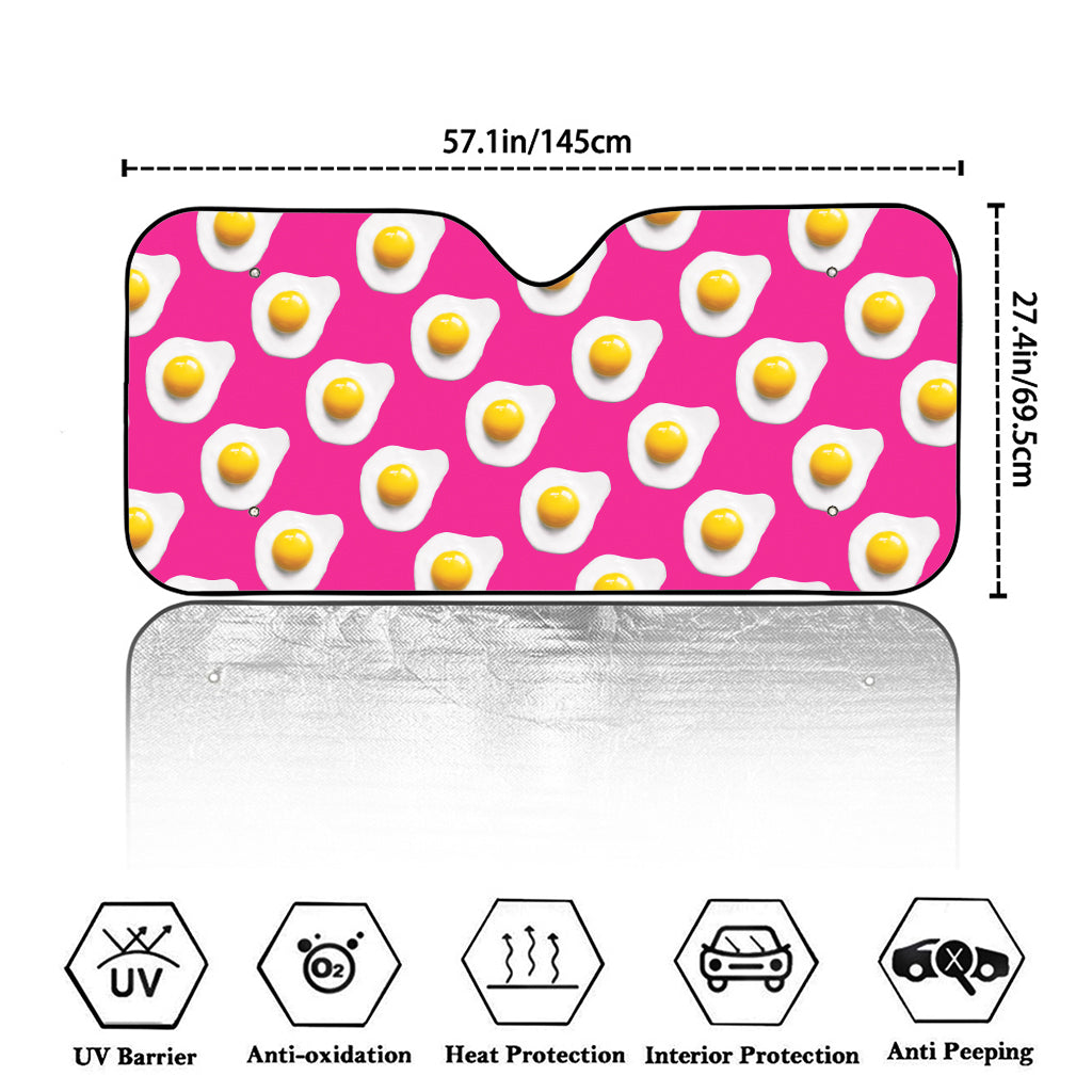 Pink Fried Eggs Pattern Print Car Windshield Sun Shade