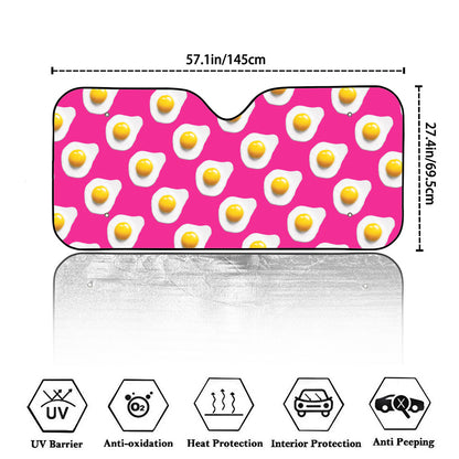 Pink Fried Eggs Pattern Print Car Windshield Sun Shade
