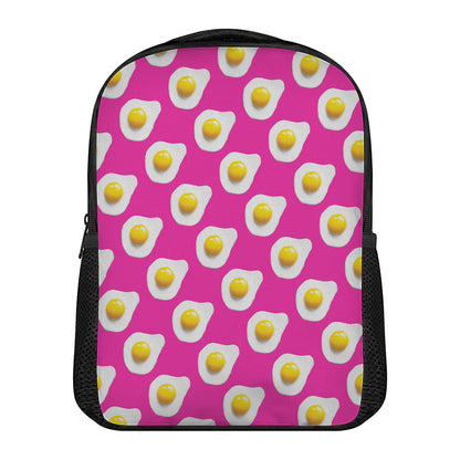 Pink Fried Eggs Pattern Print Casual Backpack