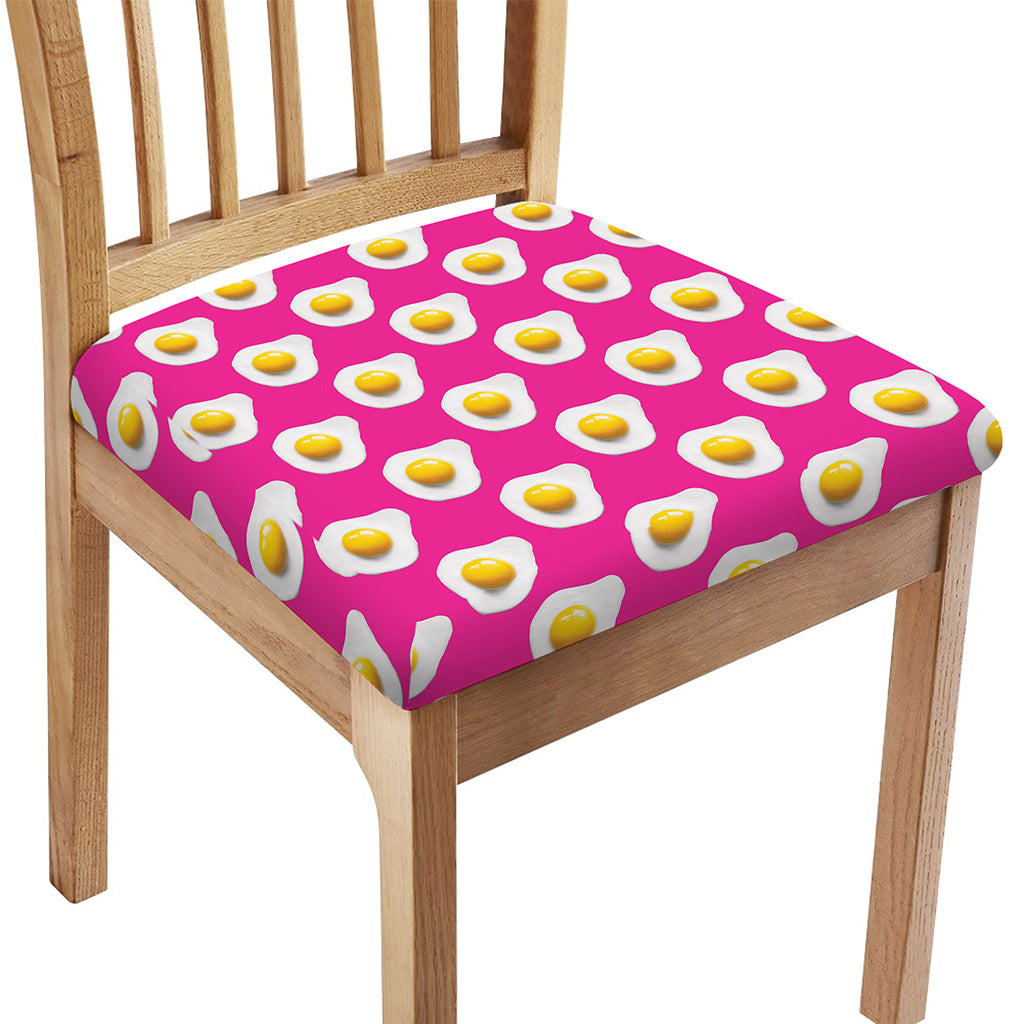 Pink Fried Eggs Pattern Print Chair Cushion Cover