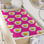 Pink Fried Eggs Pattern Print Changing Pad Cover