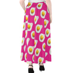 Pink Fried Eggs Pattern Print Chiffon Maxi Skirt