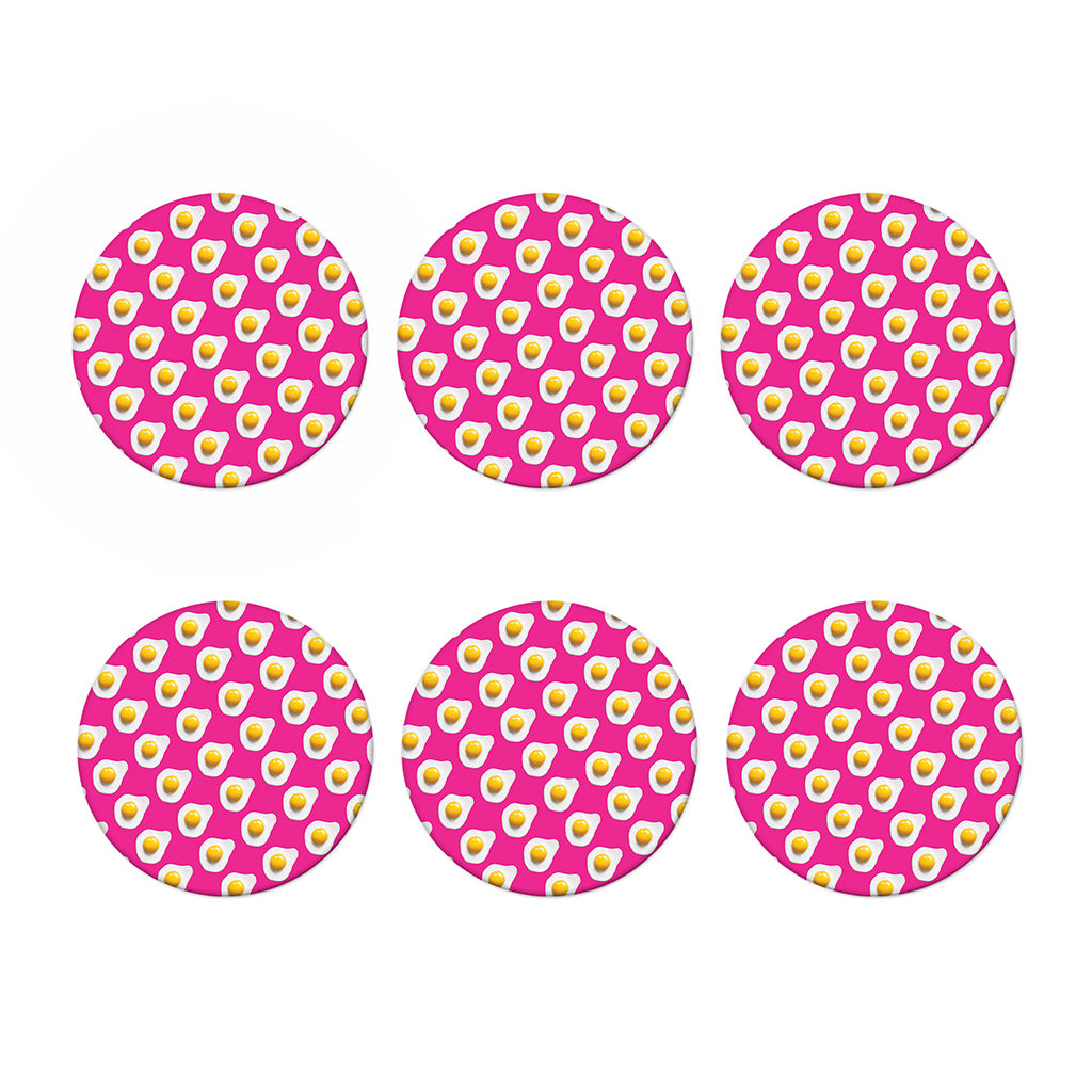 Pink Fried Eggs Pattern Print Coaster Set