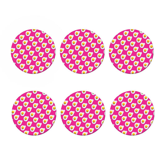 Pink Fried Eggs Pattern Print Coaster Set