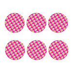 Pink Fried Eggs Pattern Print Coaster Set