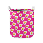 Pink Fried Eggs Pattern Print Collapsible Laundry Basket
