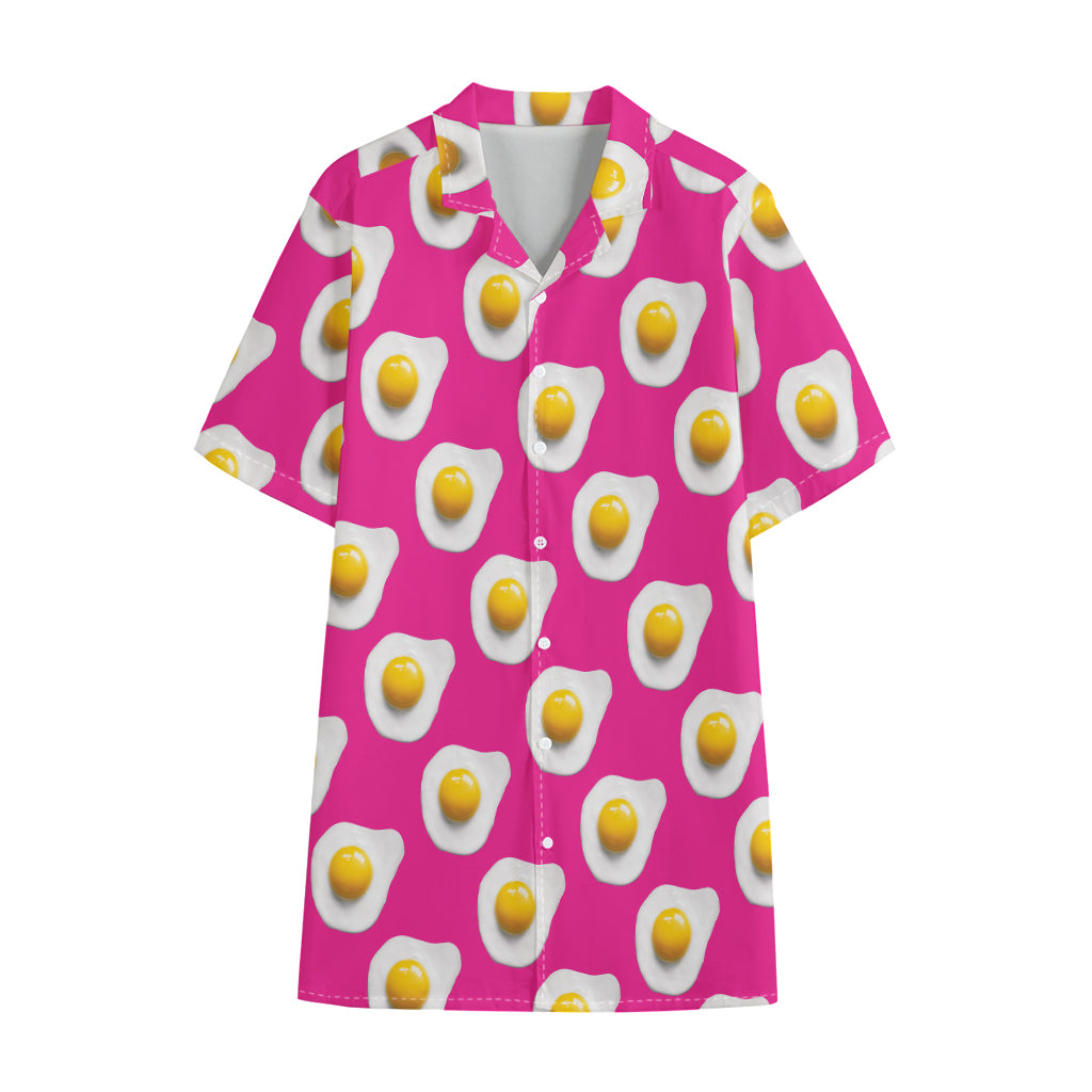 Pink Fried Eggs Pattern Print Cotton Hawaiian Shirt