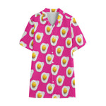 Pink Fried Eggs Pattern Print Cotton Hawaiian Shirt