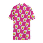 Pink Fried Eggs Pattern Print Cotton Hawaiian Shirt