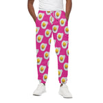 Pink Fried Eggs Pattern Print Cotton Pants