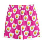 Pink Fried Eggs Pattern Print Cotton Shorts
