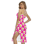 Pink Fried Eggs Pattern Print Cross Back Cami Dress