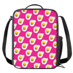 Pink Fried Eggs Pattern Print Crossbody Lunch Bag