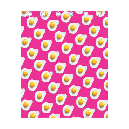 Pink Fried Eggs Pattern Print Curtain